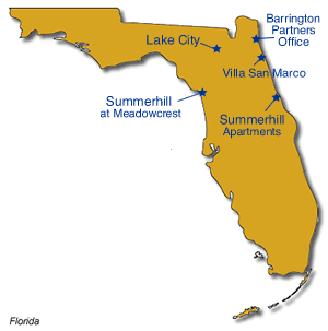 map of Florida highlighting Summerhill at Meadowcrest and Summerhill Apartments