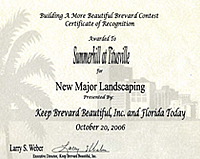 Award for best new landscaping in Eleven Brevard County